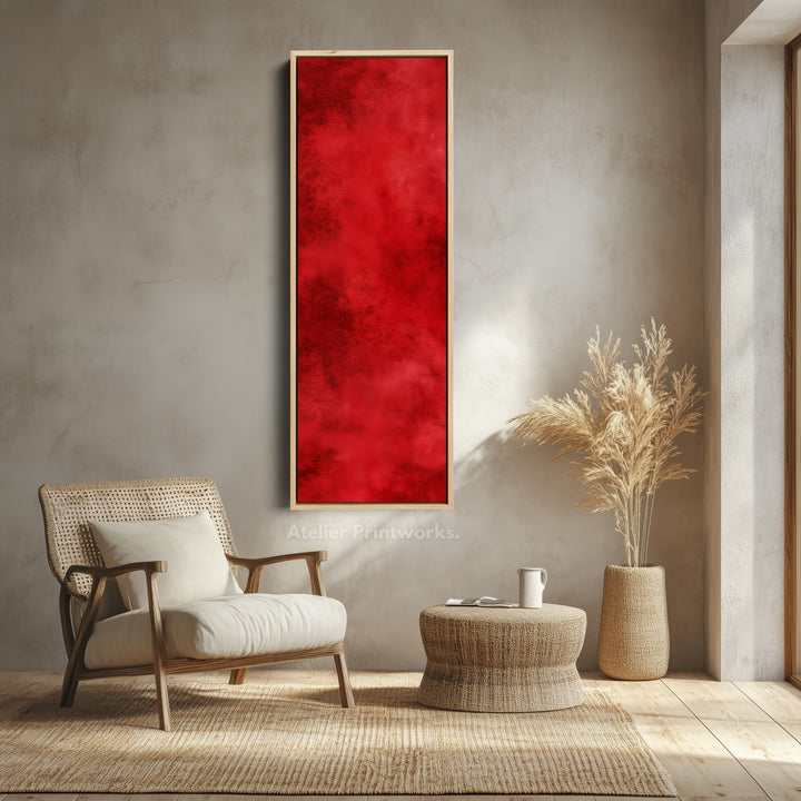 Minimalist Red Living Room Decor Vertical Wall Art - Tall Long Narrow Vertical - V0131