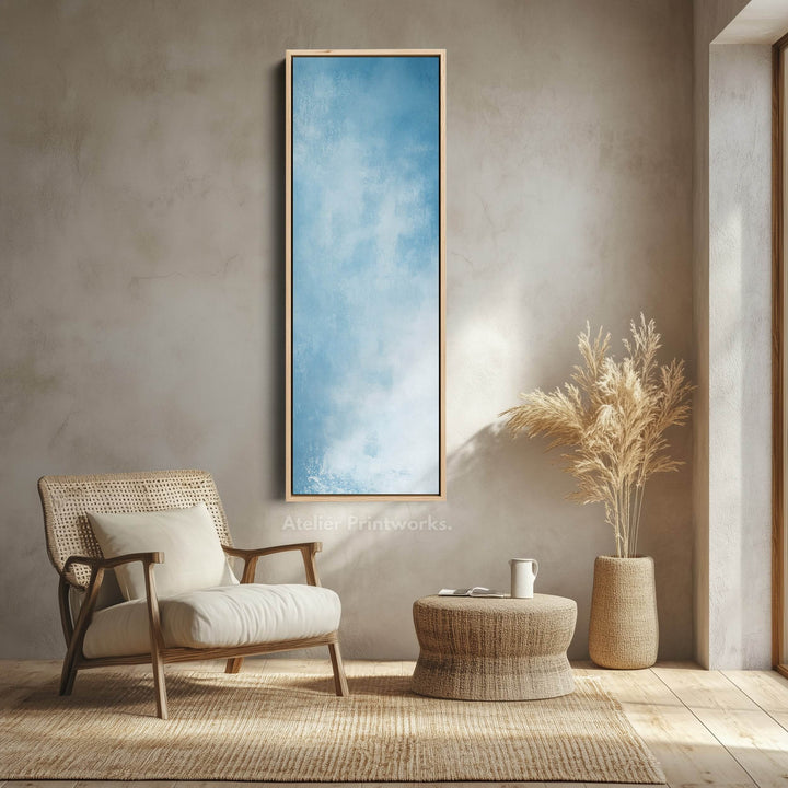 Light Blue Abstract Bedroom Decor Vertical Wall Art - Tall Long Narrow ...