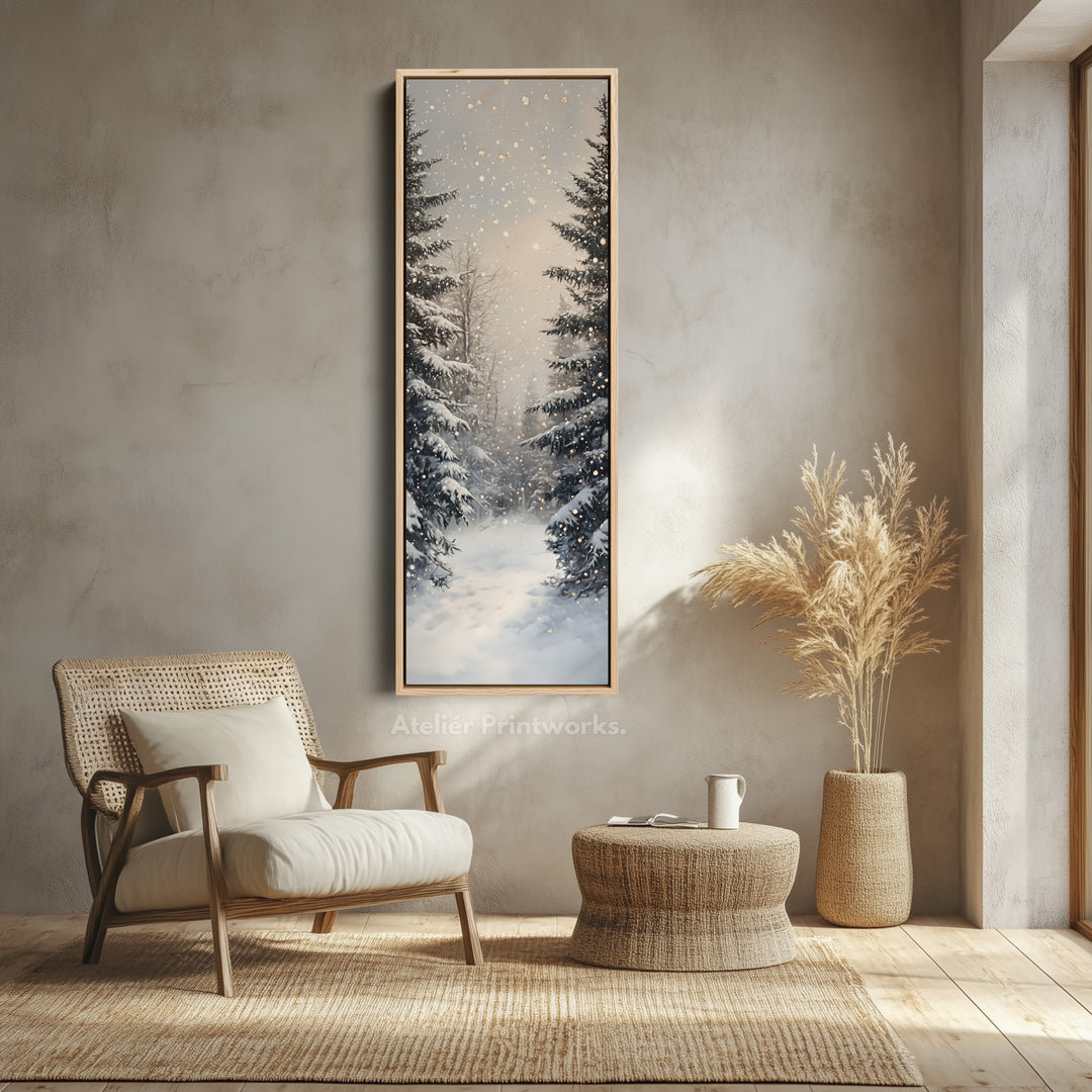 Winter Landscape Long Narrow Vertical Wall Art Large Canvas Wall Decor - V0135