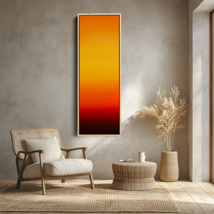 Minimalist Orange Living Room Decor Vertical Wall Art - Tall Long Narrow Vertical - V0145