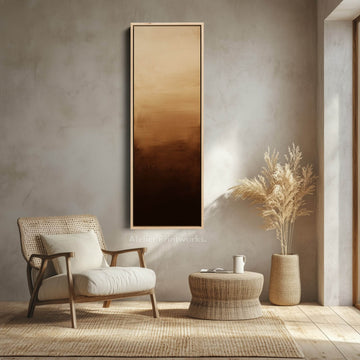 Abstract Brown Living Room Decor Vertical Wall Art - Tall Long Narrow Vertical - Atelier Printworks