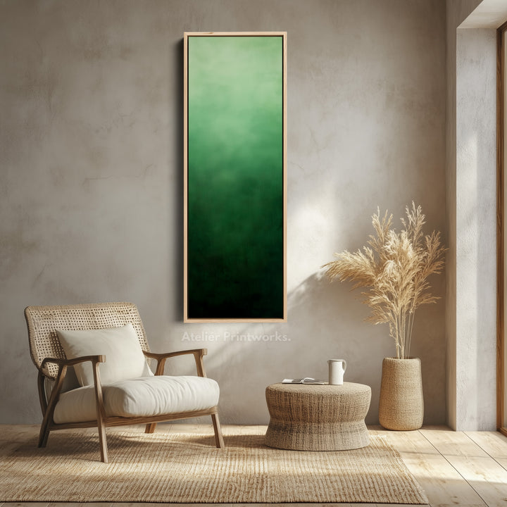 Minimalist Green Living Room Decor Vertical Wall Art - Tall Long Narrow Vertical - V0149