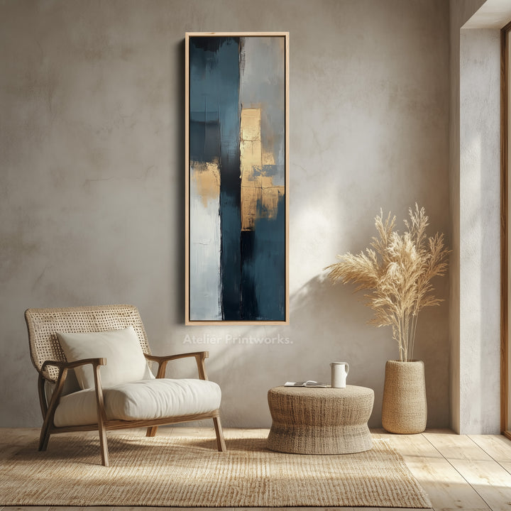 Tall Vertical Framed Canvas Abstract Gold - V0176