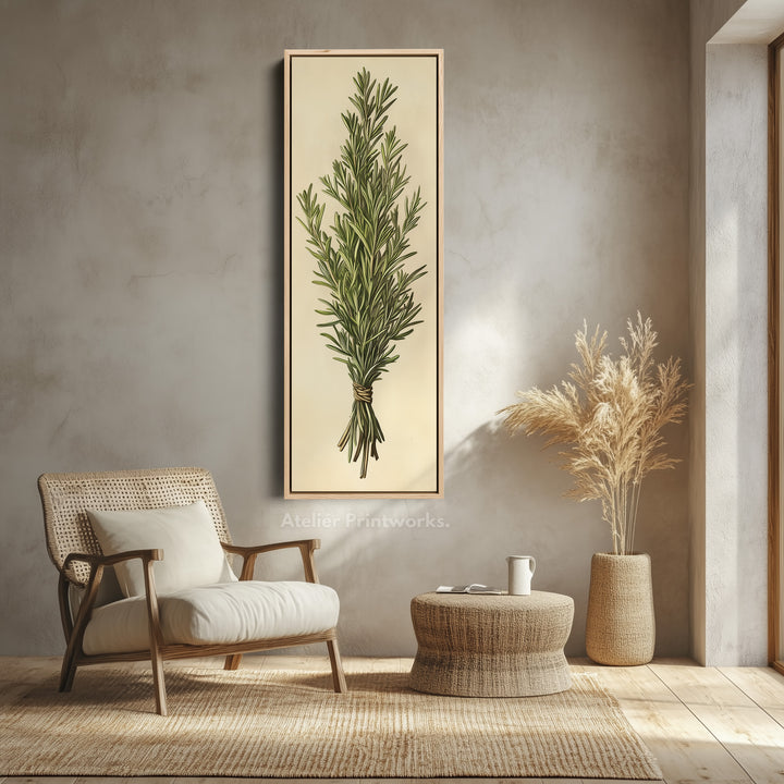 Rosemary Cottagecore Kitchen Wall Art Long Vertical Framed Canvas Decor - V0193