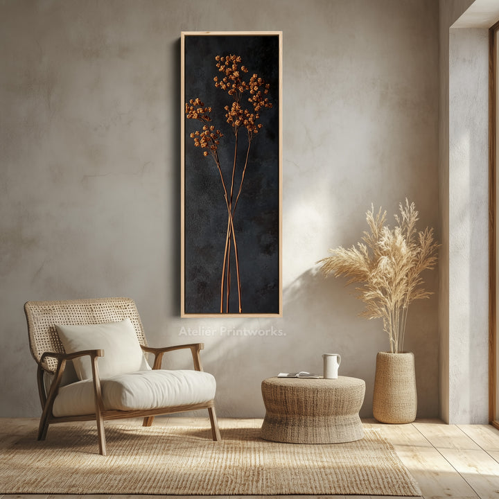 Vintage Wildflower Kitchen Tall Skinny Vertical Framed Canvas Decor - V0195