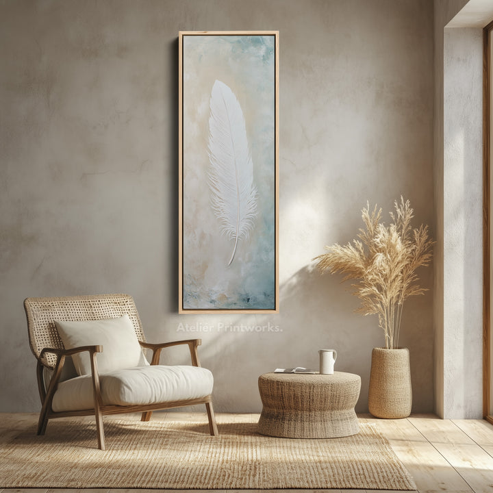 Hall Way Feather Large Vertical Long Skinny Wall Art - V0216
