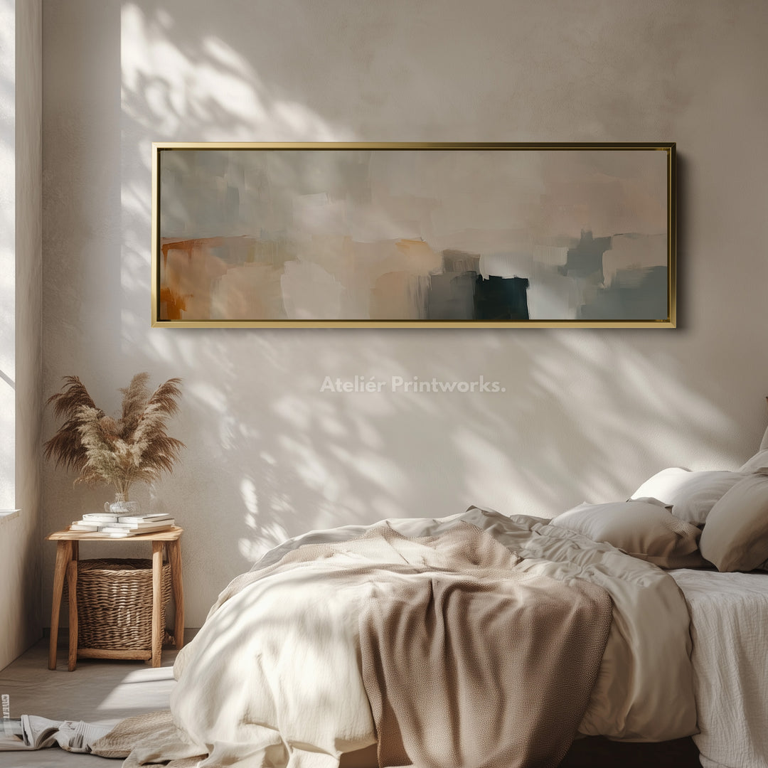 Minimalist Beige Abstract Horizontal Wide Wall Art - H0010