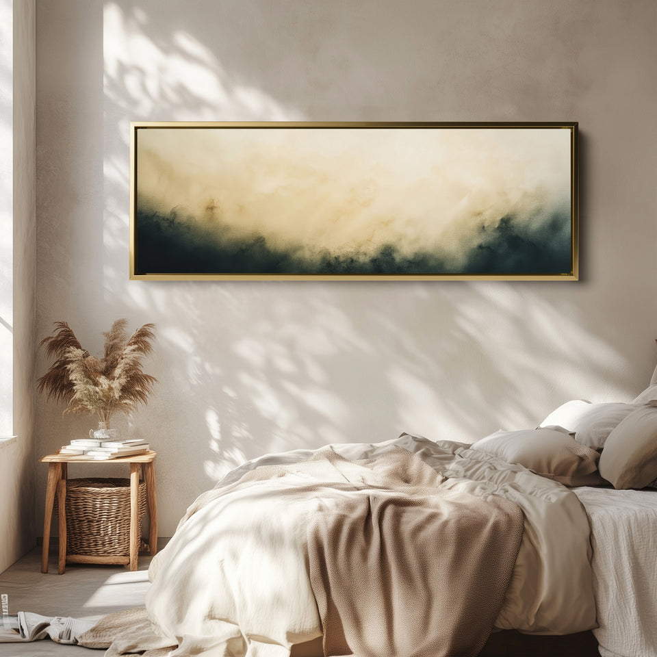 Abstract Beige Long Narrow Wall Art Horizontal Wall Decor