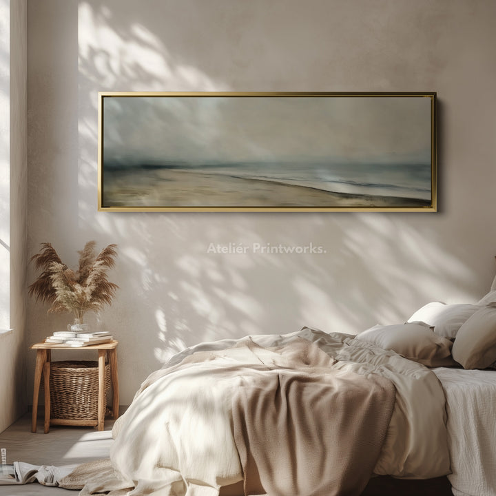 Abstract strand zeegezicht lange horizontale wanddecoratie