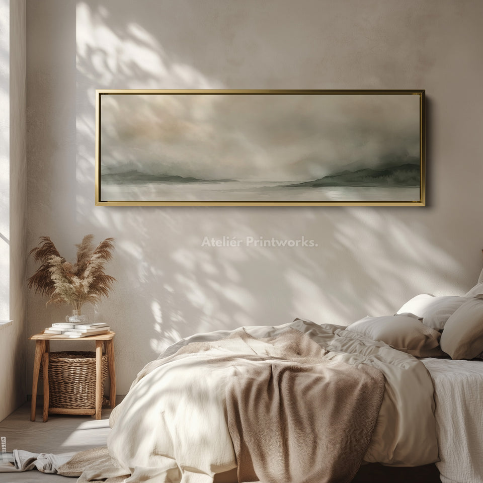 Peinture à l'aquarelle, grand format panoramique, tableau sur toile, art mural.