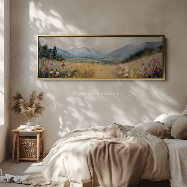 Wild Meadow Lang Smal Horizontaal Ingelijst Canvas Muurkunst