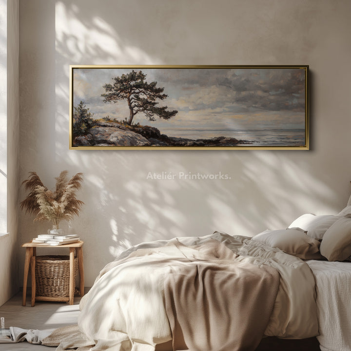 Vintage Landscape Artwork Long Narrow Large Framed Canvas