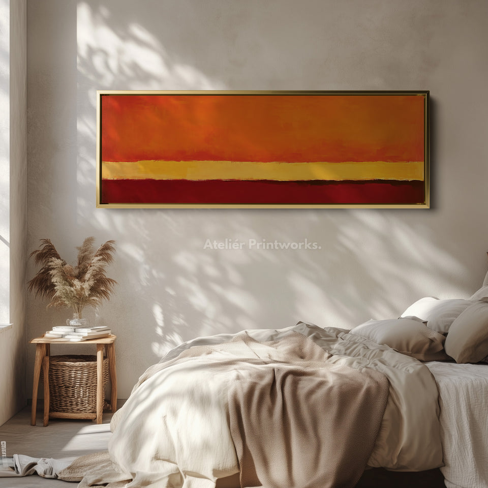 Minimalist Abstract Orange Large Canvas Decor Horizontal Long Wall Art