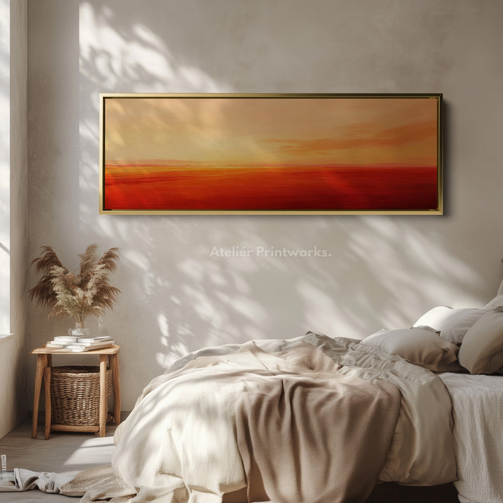 Large Canvas Decor Horizontal Long Wall Art Minimalist Abstract Orange