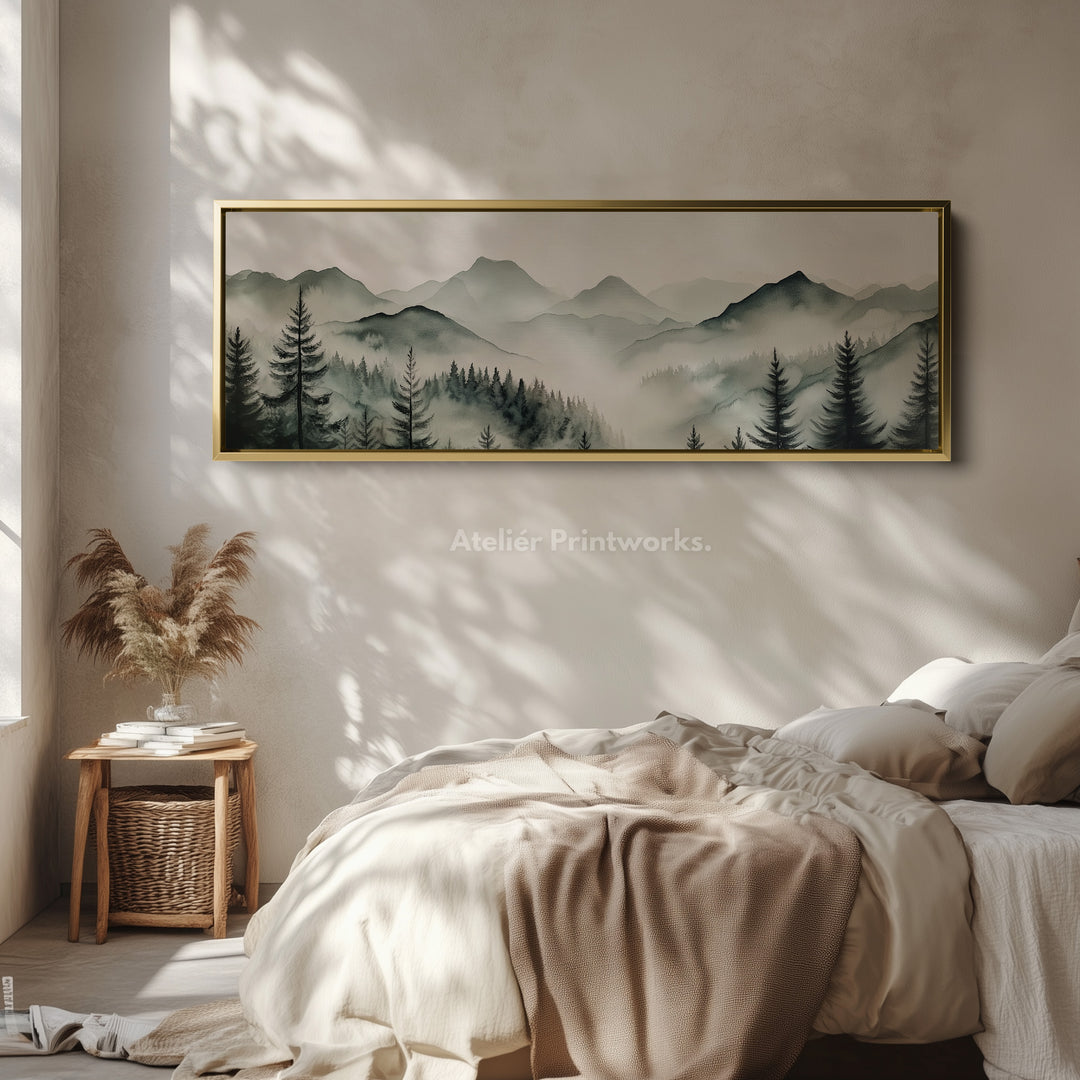 Bergen Lange Smalle Horizontale Wanddecoratie Grote Abstracte Canvas