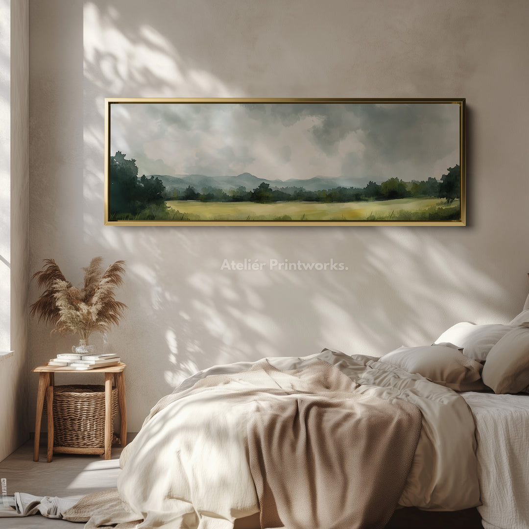 Lang landschap smal ingelijst canvas wanddecoratie