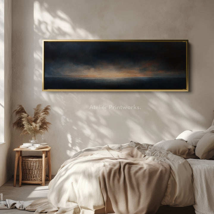 Moody Abstract Zonsondergang Lange Horizontale Muurkunst