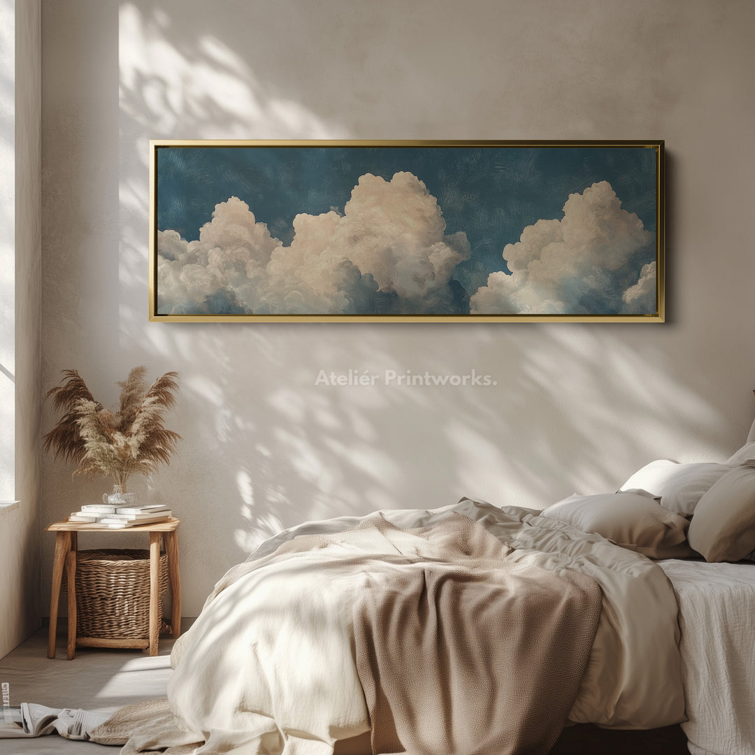 Boven Bed Cloud Muurdecoratie Lange Panoramische Muurkunst