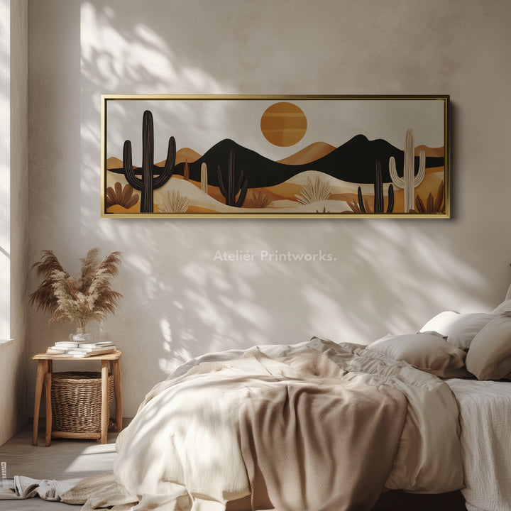 Cactussen Bergen Wanddecoratie Panoramisch Smal Canvas