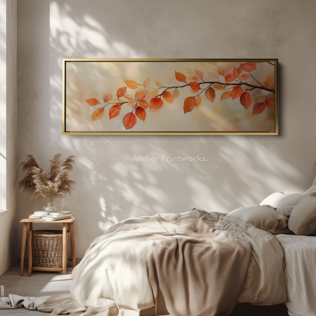 Herfstbladeren Lange Ingelijste Horizontale Canvas Muurdecoratie
