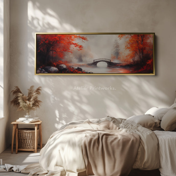 Herfstlandschap Panoramisch Lang Smal Muurkunst Ingelijst Canvas