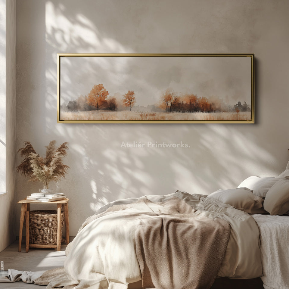 Muted Autumnal Forest Long Horizontal Skinny Wall Art