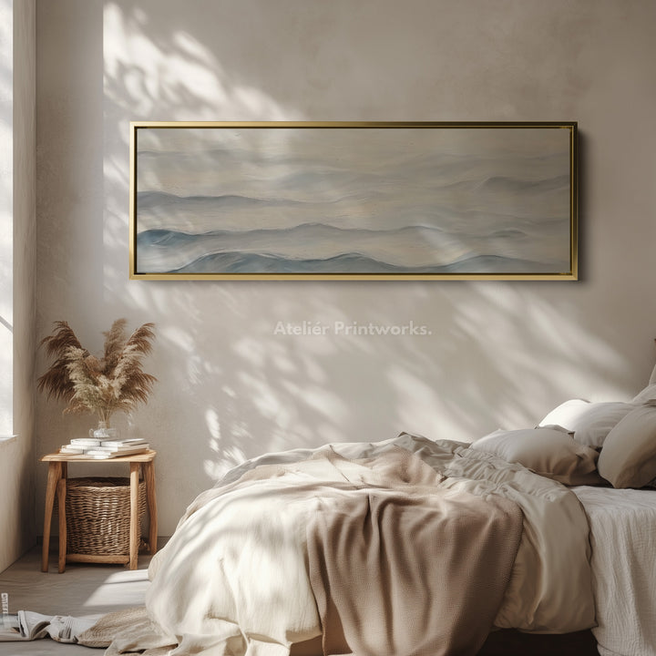Ocean Waves Boven Bed Muurdecoratie Lange Horizontale Muurdecoratie