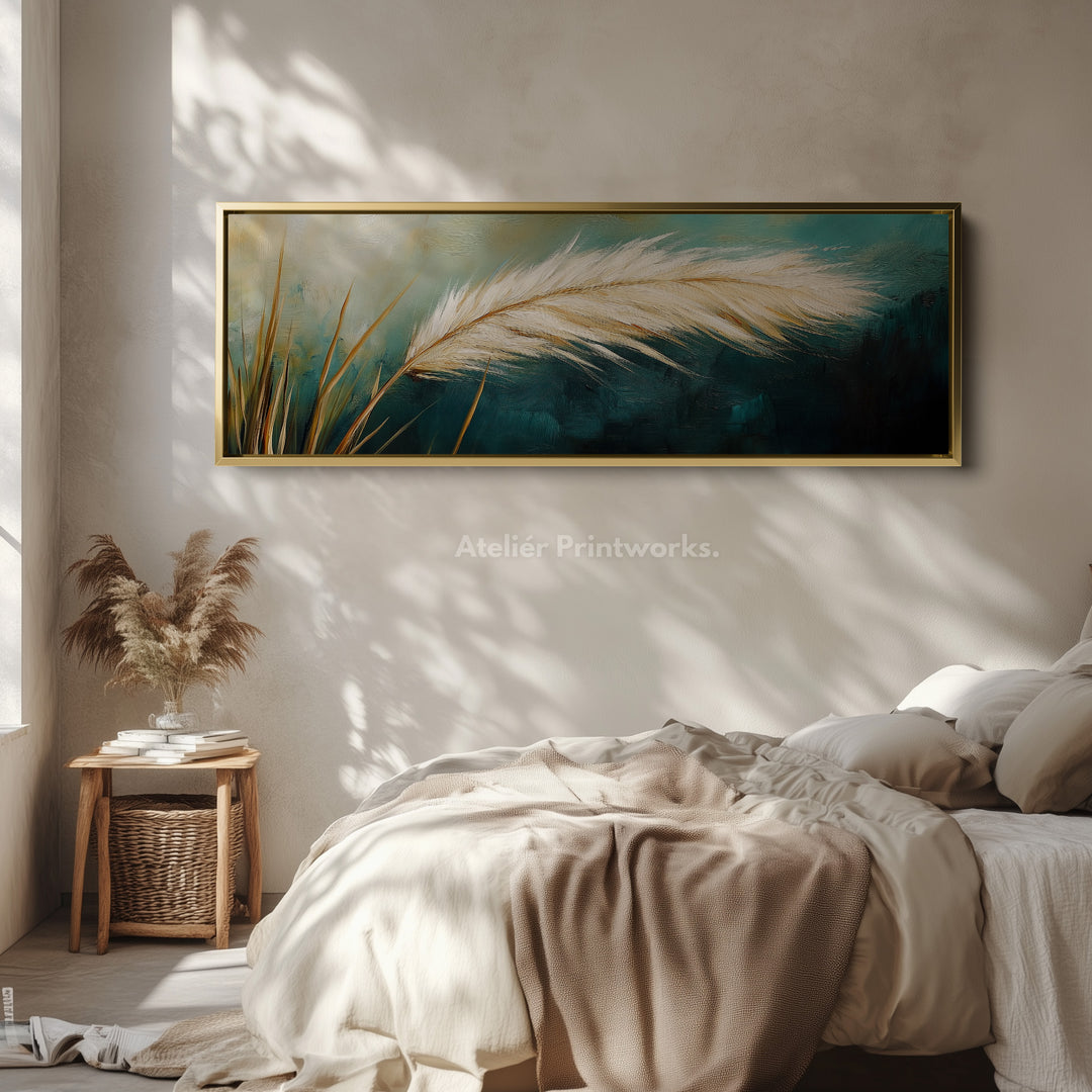 Gras Boven Bed Muurdecoratie Lange Horizontale Muurdecoratie