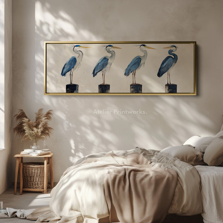 De Reigers Boven Beddecoratie Ingelijste Canvas Wanddecoratie