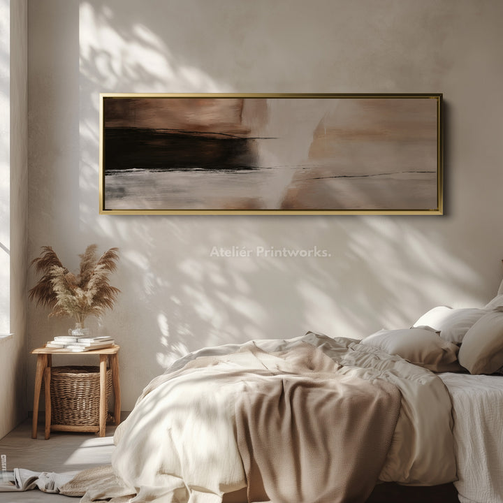 Above Bed Neutral Abstract Taupe Beige Canvas Wall Art