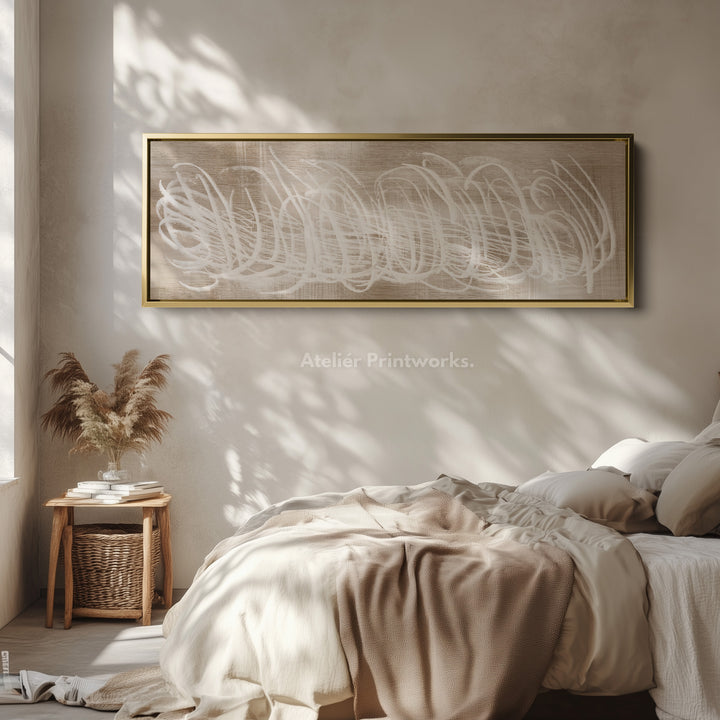 Abstracte witte panoramische grote ingelijste wanddecoratie