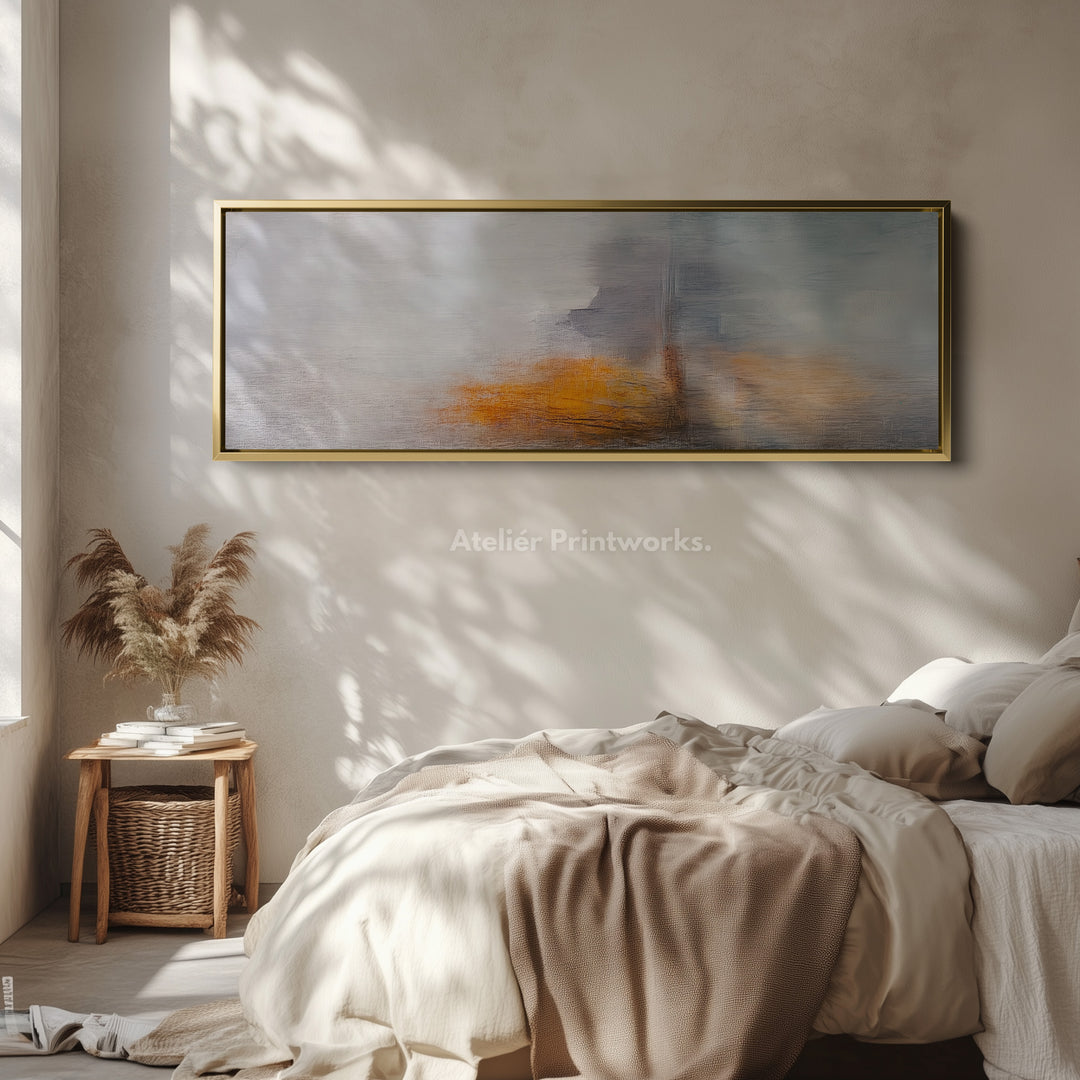 Abstracte grijze en rode panoramische grote ingelijste wanddecoratie