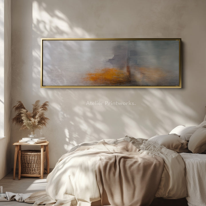 Abstracte grijze en rode panoramische grote ingelijste wanddecoratie