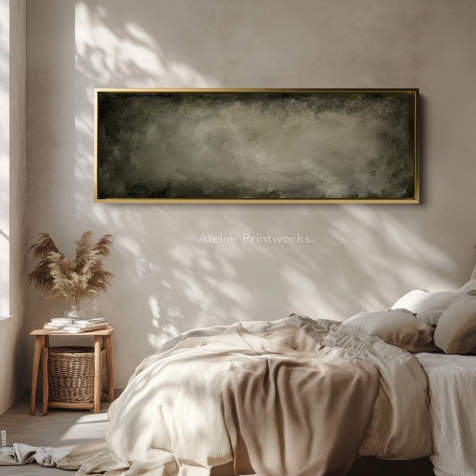 Olive Mist Abstract Long Horizontal Wall Art