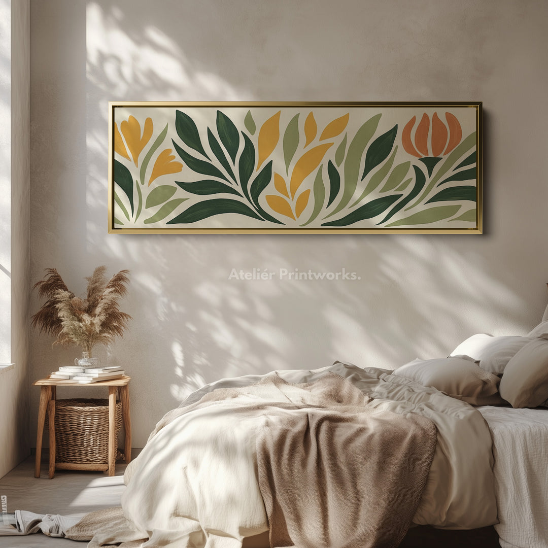 Woonkamer Horizontale Muurkunst Abstract Bloemrijk