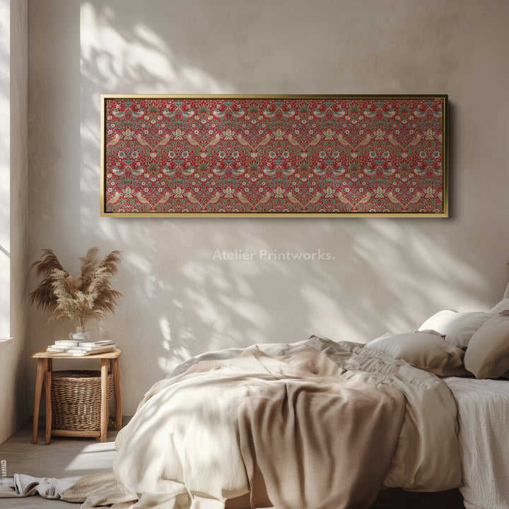 Lange Horizontale Wanddecoratie William Morris Strawberry Thief Rood