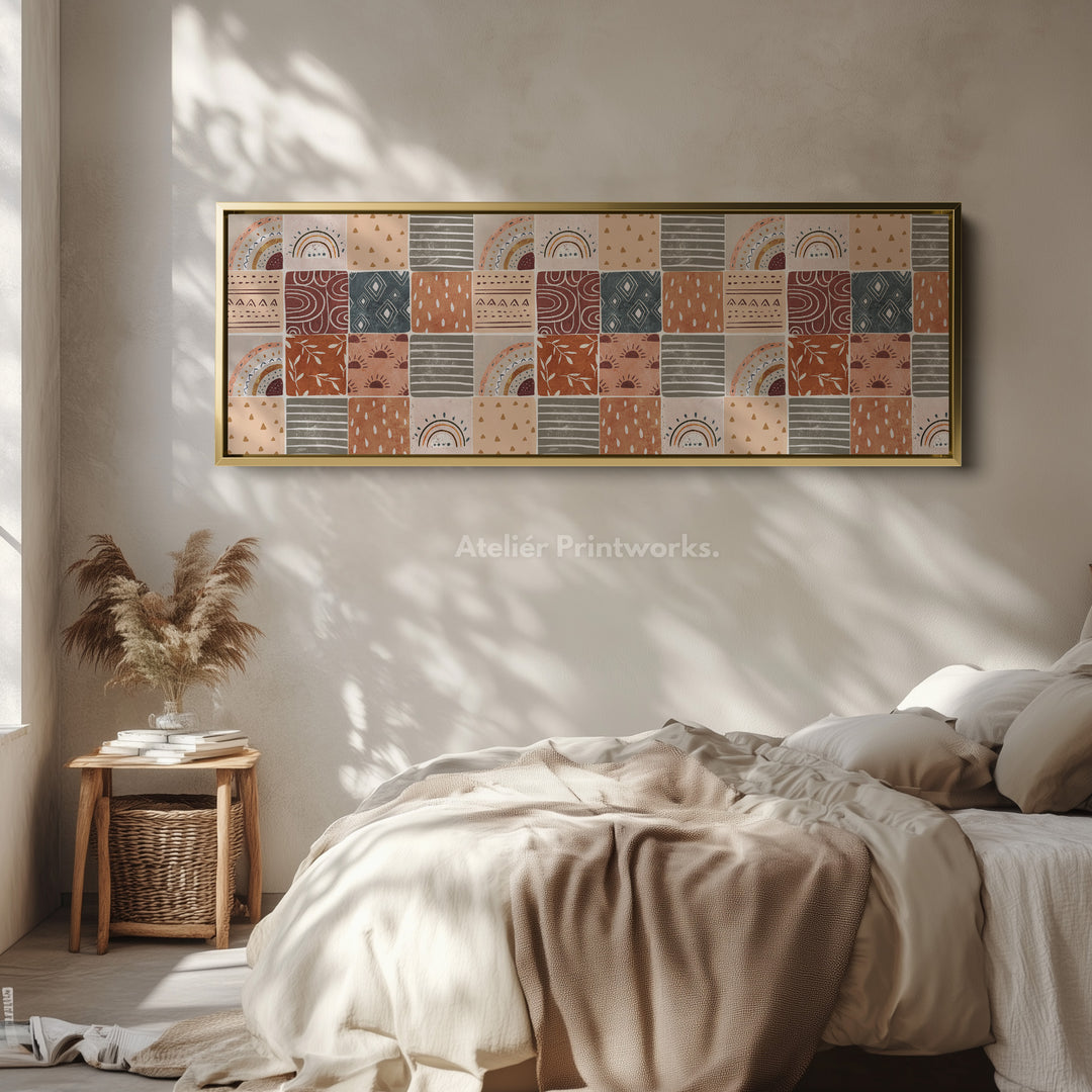 Horizontale wanddecoratie gedempt boho patroon