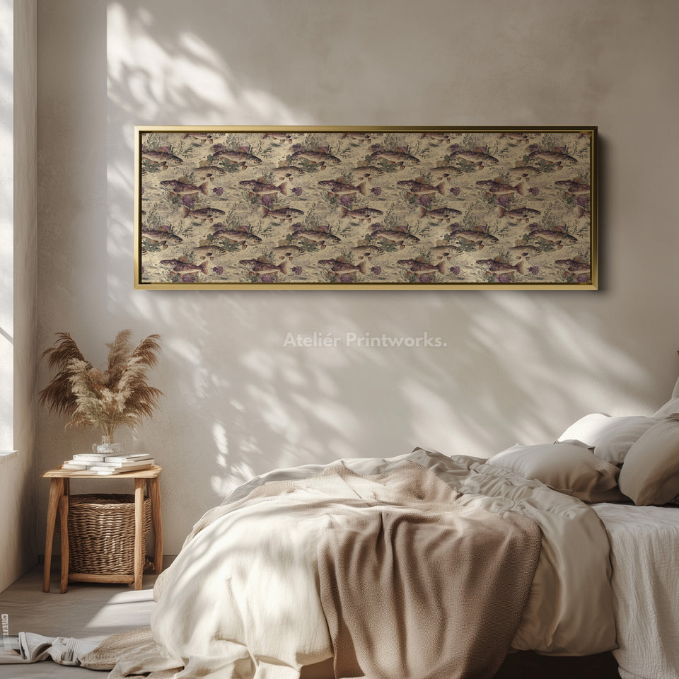 Vintage Fishing Slim Panoramic Narrow Wall Art
