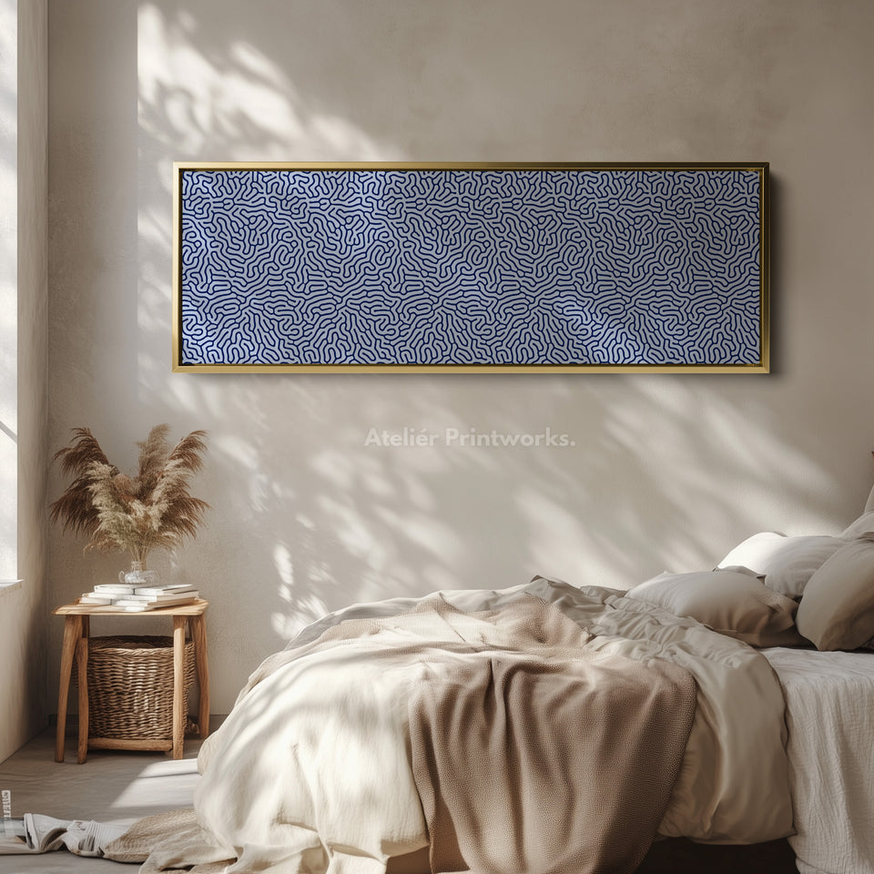 Blue Coral Pattern Panoramic Long Wall Decor