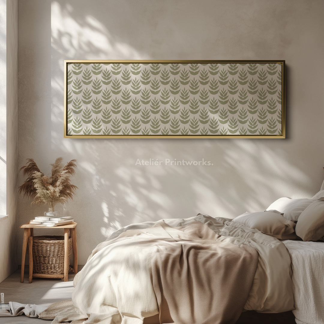 Lange smalle wanddecoratie groene boho bladeren