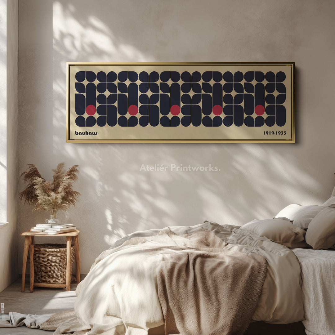 Lang ingelijste wanddecoratie voor logeerkamer modern Bauhaus