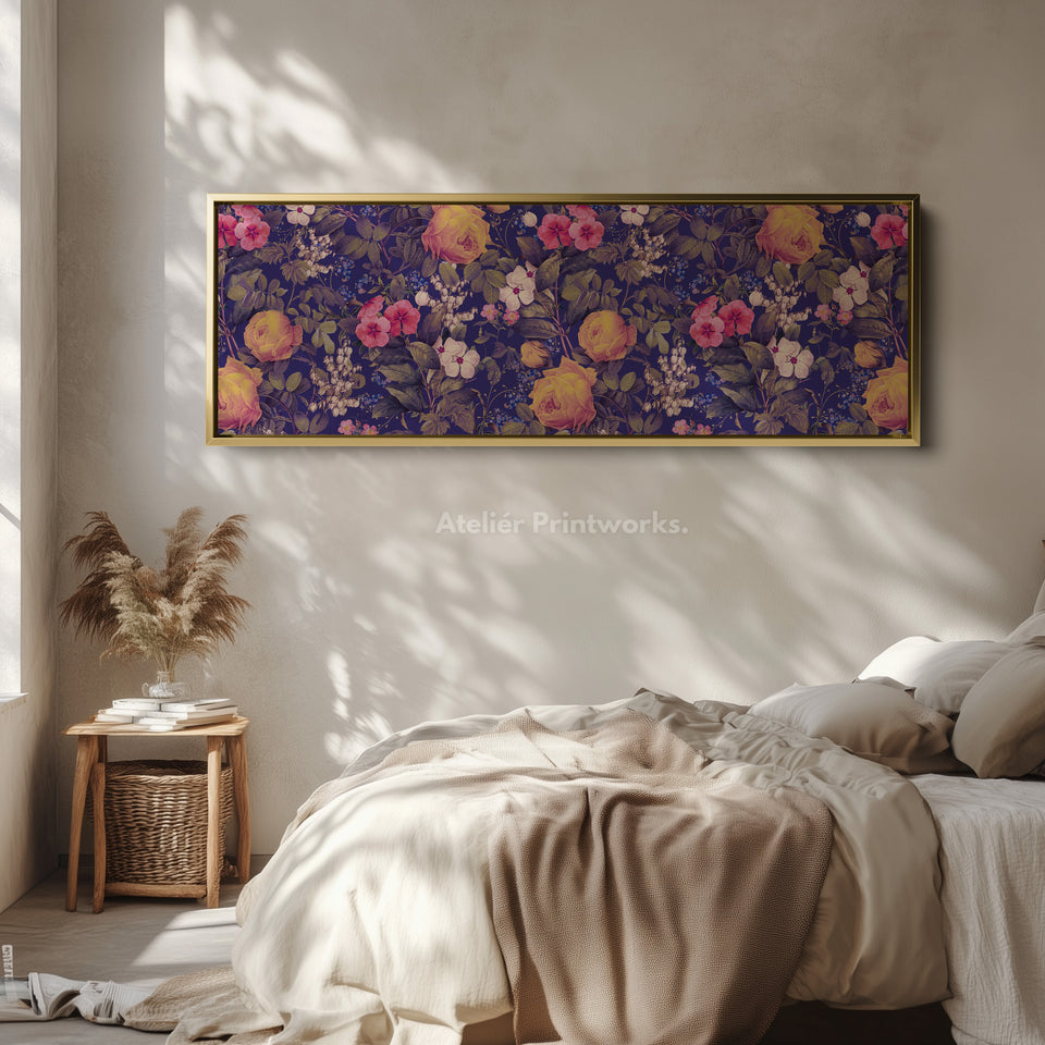 Panoramic Tropical Parrot Botanical Canvas Art for Living Room