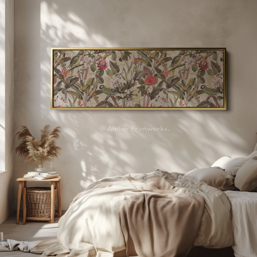 Above Bed Soft Yellow Floral Botanical Canvas Wall Art