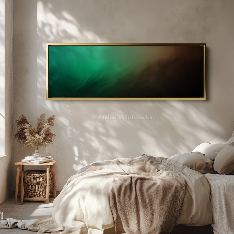 Long Canvas Wide Green Brown Abstract Gradient Horizontal Wall Art for Living Room and Bedroom