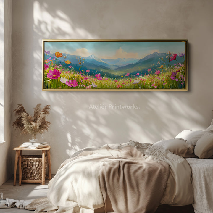 Panoramic Meadow Landscape Wide Wall Art Long Canvas For Living Room