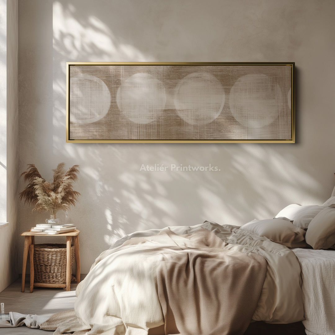 Long Canvas Neutral Circles Wide Horizontal Wall Art For Modern Living Room