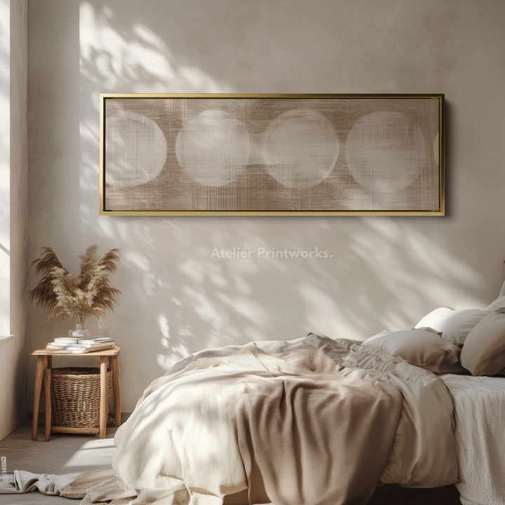 Long Canvas Neutral Circles Wide Horizontal Wall Art For Modern Living Room
