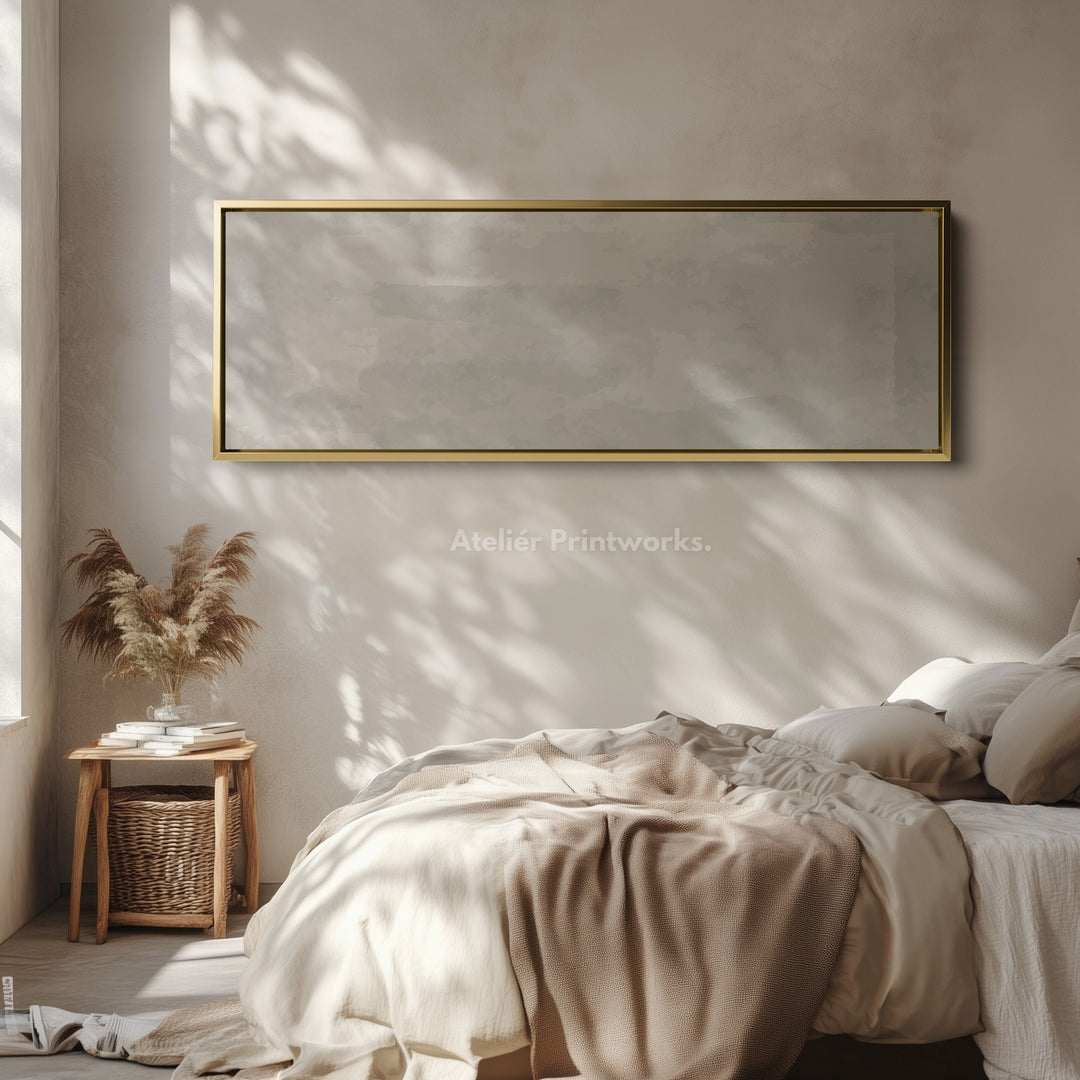 Neutral Grey Wide Wall Art Long Canvas Modern Minimalist Above Bed Decor