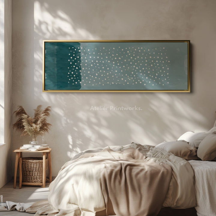 Horizontal Wall Art Soft Blue Dotted Pattern For Bathroom Or Bedroom