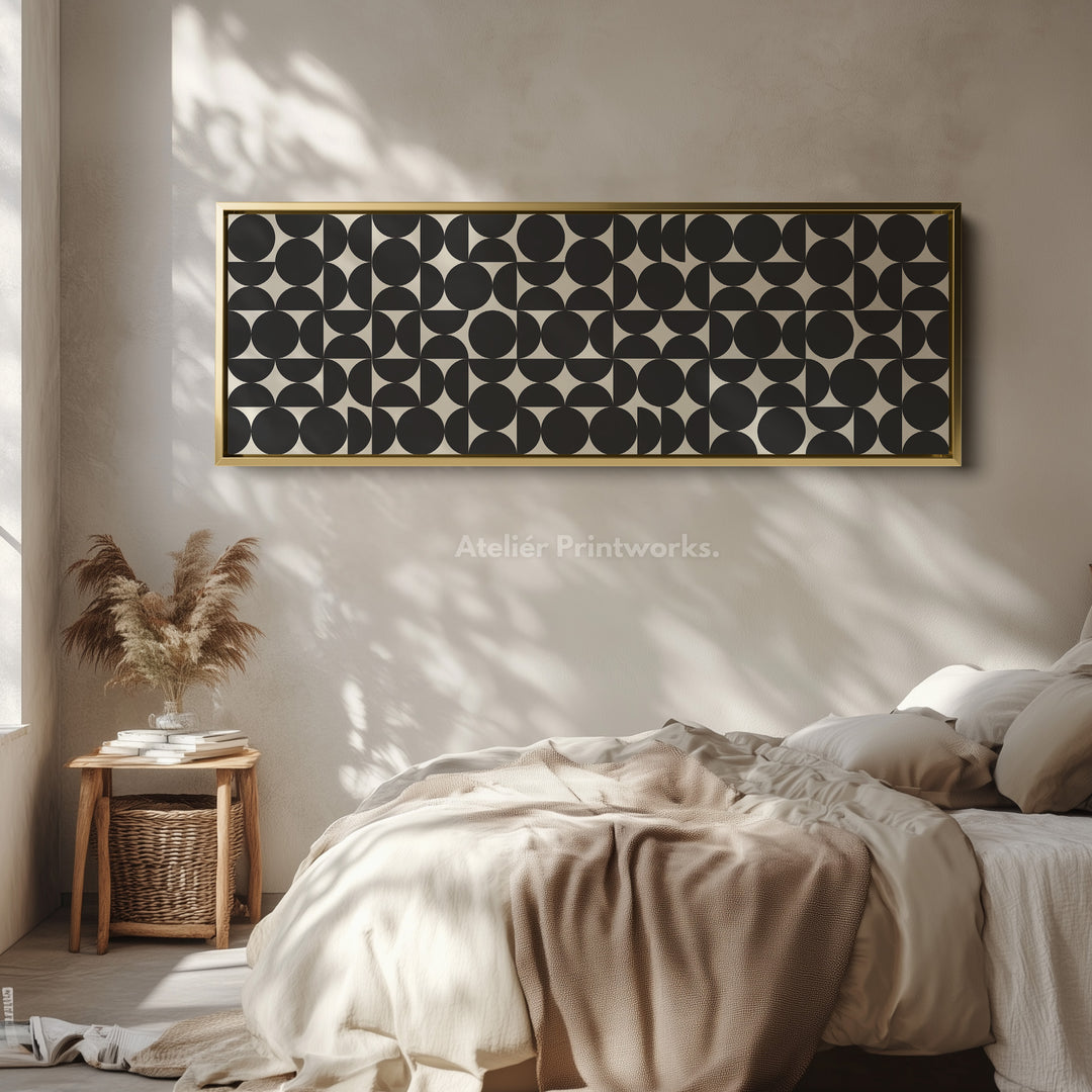Wide Wall Art Modern Black And White Circle Pattern For Minimalist Interiors